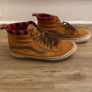Vans Brown High-Top Sneakers with Red Accents